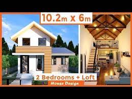 10 2 By 6 Meters 33 By 19 Ft 2 Bedroom With Loft House Design 70 Square Mtr 753 Square Ft Youtube Small Modern House Plans Loft House House Design