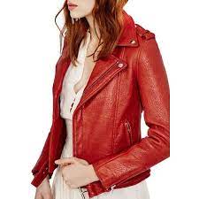 Maje Bicelui Leather Biker Jacket 1 140 Liked On Polyvore Featuring Outerwear Jackets Brick Red Moto Ja Jackets Coats Jackets Women Womens Biker Jacket