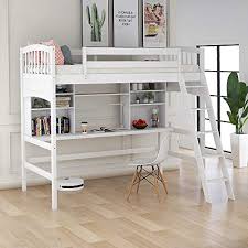 Twin over full bunk bed with ladder, solid wood bunk beds twin over full size with guardrail, twin over full bunk bed frame, can be separated into twin/full size bed, no box spring needed (espresso) 4.5 out of 5 stars. Harper Bright Designs Twin Loft Bed With Desk For Kids Wood Bunk Beds With Desk No Box Spring Needed White Loft Bed With Desk Buy Online In Bulgaria At Bulgaria Desertcart Com Productid