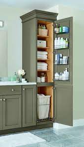 Chances are you'll found one other bathroom linen cabinets better design ideas. A Linen Closet With Four Adjustable Shelves A Chrome Door Rack And A Pull Out Hamper Helps Ke Bathroom Remodel Master Bathrooms Remodel Small Master Bathroom