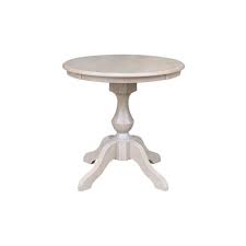 Solid Wood 30 X 30 Round Pedestal Dining Table Washed Gray Taupe International Concepts Round Pedestal Dining Dining Table Pedestal Dining Table