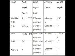 Measurement Chart For Blouse In Tamil