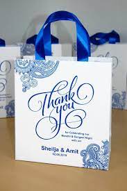25 Mendhi Sangeet Night Gift Bags With Royal Blue Satin Etsy Indian Wedding Favors Wedding Gift Bags Wedding Welcome Bags
