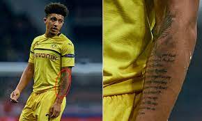 Related to jadon sancho tattoo. Jadon Sancho Reveals Tattoo On His Arm Is A Tribute To Young Brother Who Died Daily Mail Online