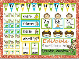 Patterned and plush monkeys make any room a welcoming space. Monkey Themed Calendar Set And Classroom Decorations Spanish Version Bilingual Marketplace