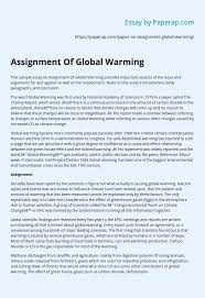 Assignment Of Global Warming Essay Example