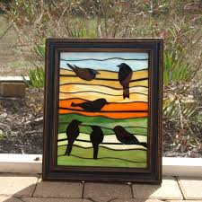 Birds On A Wire Stained Glass Pattern Your Place To Buy And Sell All Things Handmade Mosaic Birds Stained Glass Stained Glass Birds
