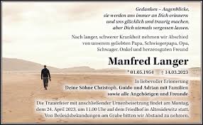 Traueranzeigen von Manfred Langer