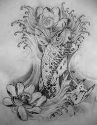 Black And White Koi Fish Tattoo With Flowers Lotus Flower Koi Fish Swimming Up Stream Towards The Current Koi Fish Tattoo Koi Fish Koi