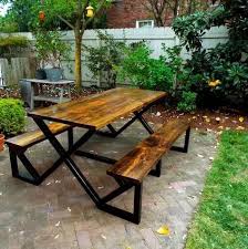 Industrial Wood Metal Vintageindustrialfurniture Metal Picnic Tables Welded Furniture Picnic Table