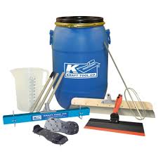 After hours of scraping at the stuck carpet glue residue, i figured there must be an easier way, and headed to the rental center at the local home depot. Kraft Tool Co 7 Piece Self Leveling Tool Kit With 15 Gal Mixing Barrel Gg600hd The Home Depot