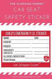 Emergency Identification Car Seat Stickers 2 Stickers Included In 2020 Carseat Safety Newborn Safety Car Safety Kit