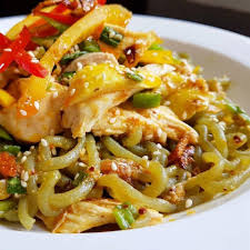 Chicken pesto pasta isn't a traditional italian dish, but pesto genovese is often served with meat and fish. Low Carb Spicy Sesame Chicken Noodles Healthy Noodle Recipes Homemade Noodles Sesame Chicken