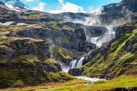 The Klifbrekkufossar Waterfall In The Mjoifjordur Fjord In Iceland Stock Photo Picture And Royalty Free Image Image 57339822 Mjoifjordur travelers' reviews, business hours, introduction, open hours. the klifbrekkufossar waterfall in the mjoifjordur fjord in iceland