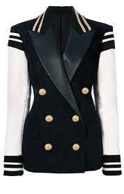 Black Blazer With Gold Buttons Womens Olivia Black White Leather Varsity Gold Button Blazer Button Jacket Women Blazer Fashion Blazers For Women