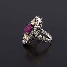 Un choix unique de bague argent marcassite disponible dans notre magasin. Bague Argent Cabochon De Rubis Marcassite Et Elements D Or Jaune 2016020068 Expertissim