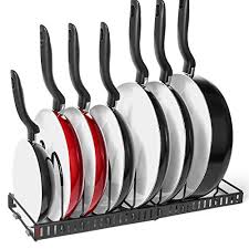 7 Pans Expandable Pan And Pot Organizer Rack 2 Racks Or 1 Expandable Rack Total 7 Adjustable Compartments Kitchen Ca Mutfak Dolaplari Oya Ornekleri Tasarim