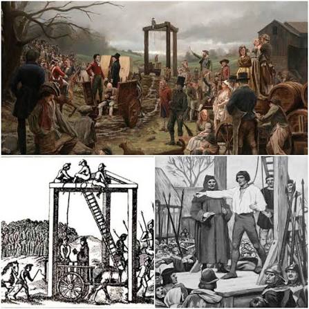 December 9th 1783: Following the closure and removal of the Triple Tree  gallows at Tyburn, the first public hangings took place on a raised scaffold  in Old Bailey Yard outside Newgate Prison.