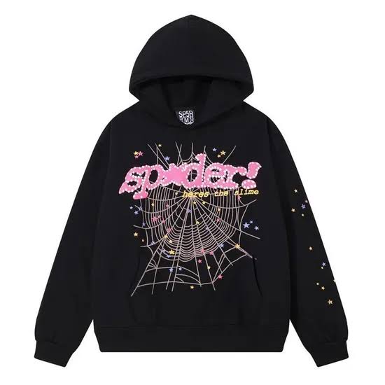 The iconic Sp5der web print and rhinestone typography, AI generated