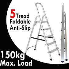 Maybe you would like to learn more about one of these? Step Ladder 5 Tread Folding Portable Stepladder With Safety Hand Rail 150kg Load Capacity Extra Large Steps Support With Non Slip Moulded Rubber Ferrules Idea For Home Kitchen Garage Buy Online In Bahamas