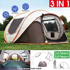 3 In 1 For 5 8 Person Auto Setup Large Camping Tent Two Size Waterproof Uv Resistancesun Shelters For Hiking Fishing Travel Beach Wish In 2020 Tent Tent Camping 4 Person Camping Tent