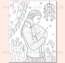 Will they have your eyes? Mom And Baby Sleeping Baby Printable Coloring Page Coloring Etsy