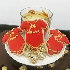 Chinese 100 Days Red Egg Onesie Cookies Baby Shower Onesie Red And Gold Red Baby Shower Onesie Cookies 100 Day Celebration