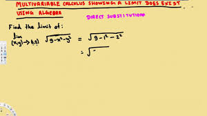 Multivariable Limit How To Show A Limit Exists Direct Substitution Vector Calculus Calculus Directions