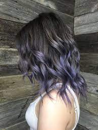 Grey Brown To Purple Hair Grey To Purple Gem Toned Hair Purple Hair Purple Balayage Elizabethashle Purple Ombre Hair Hair Balayage Hair Brunette Long