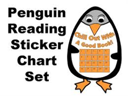 penguin reading sticker chart set