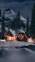 Mountain Winter Cabin Wallpaper