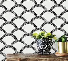 Making roadways with wallpaper samples. Mosaic Scallop Black Cream Removable Wallpaper Pottery Barn