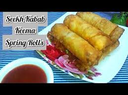 Barbeque Keema Spring Rolls Recipe Seekh Kabab Qeema Spring Rolls Recipe Youtube Spring Rolls Spring Roll Recipe Recipes