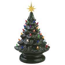 They are each 3.75 inches tall and look just like the real thing, complete with lightbulbs and a star on top. Ceramic Painted Light Up Christmas Tree With Ornaments And Star Holiday Tabletop Vintage Decoration Green Walmart Com Walmart Com