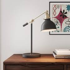 Hampton Bay 19 75 In Matte Black And Antique Brass Industrial Balance Desk Lamp Af48586 The Home Depot In 2020 Black Desk Lamps Desk Lamp Metal Lamp Shade