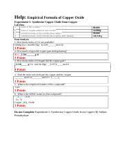 You have 3 atoms of o so we would multiply the atomic mass of o by 3 to obtain 48.00 g/mol. Exp 7 Lab Report Experiment 7 Title The Determination Of The Empirical Formula Of Copper Oxide By Decomposition Using A Laboratory Burner Name Course Hero