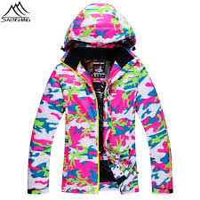 saenshing camouflage winter ski jacket women super warm