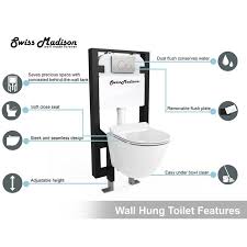 St Tropez Dual Flush Elongated Wall Mounted Toilets Seat Included Wall Hung Toilet Wall Mounted Toilet Madison Wall