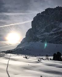 My Daily Point Of View In The Dolomiti Sassolungo Rock Montagna Mountain Dolomiti Dolomites Sun Sole Sunset Ski Sky Snow Francesco Instagram Views