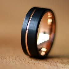 Black And Rose Gold Ring Mens Tungsten Ring Brushed Black Rose Gold Ring Mens Ring Mens Etsy In 2020 Black Gold Ring Pink Morganite Engagement Ring Gold Wedding Band