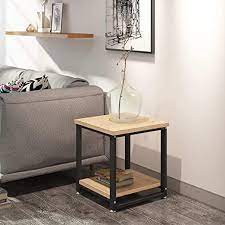 End Tables 2 Tier Side Table With Storage Shelf Wood Look Accent Furniture With Metal Frame Living Room Side Table Living Room Table Small Space Living Room