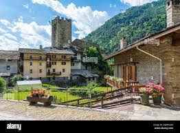 The beautiful village of Avise on a sunny summer morning. Aosta Valley,  Italy Stock Photo - Alamy