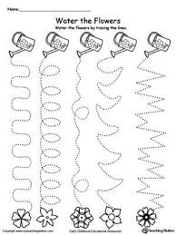 Trace The Line Pattern To Water The Flowers Tracing Worksheets Preschool Preschool Tracing Preschool Writing