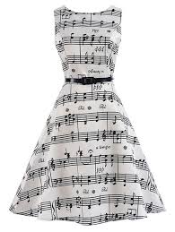 17 67 Aud Music Note Print Swing Party Dress Hmf Ebay Fashion Music Clothes Music Dress Retro Print Dresses