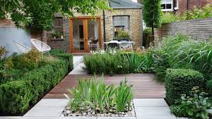 Modern Architectural Garden With Mixed Patio Decking The Room Edit Small Garden Design Small Backyard Landscaping Modern Garden Design