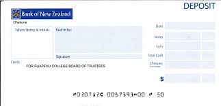 On the backs of most deposite slips, there is space for more checks to be added. Financial Ruapehu College