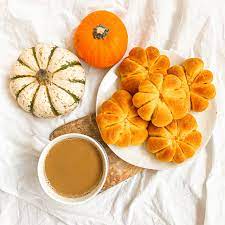 When the dough is ready, beat the egg white and brush the top of the dough. Pumpkin Shaped Bread Rolls Recipe One Happy Avo