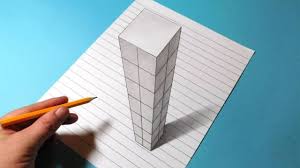 Drawing Trick Art 3d Skyscraper Building On Line Paper Youtube 3d Art Drawing Optical Illusions Art Drawing Tips