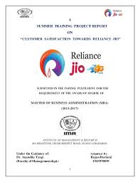 Customer Satisfaction Towards Reliance Jio Project