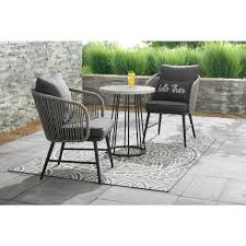 Check spelling or type a new query. Stylewell Paden 3 Piece Wicker Outdoor Patio Bistro Set With Grey Cushion A203005200 The Home Depot Small Patio Furniture Metal Patio Furniture Bistro Patio Set